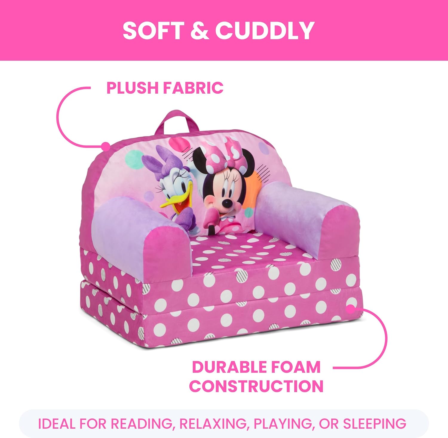Delta Children - Minnie Mouse Cozee Buddy Flip-Out Kids Chair, Pink
